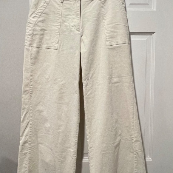 Corduroy Wide Leg Ankle Pants, Ivory, Size M - Picture 5 of 9